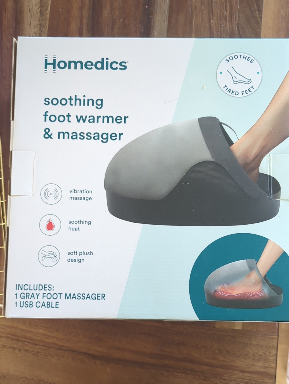 NIB Homedics Gray & Black Soothing Foot Warmer and Massager
